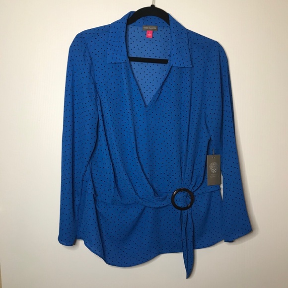 Vince Camuto Long Sleeve Belted Top - Size: S - Picture 4 of 16